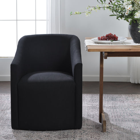 Rafa Performance Dining Chair with Casters - Upholstered Dining Chair | Modern Dining Chairs | Kinwell Furniture | Performance Fabric Dining Chairs